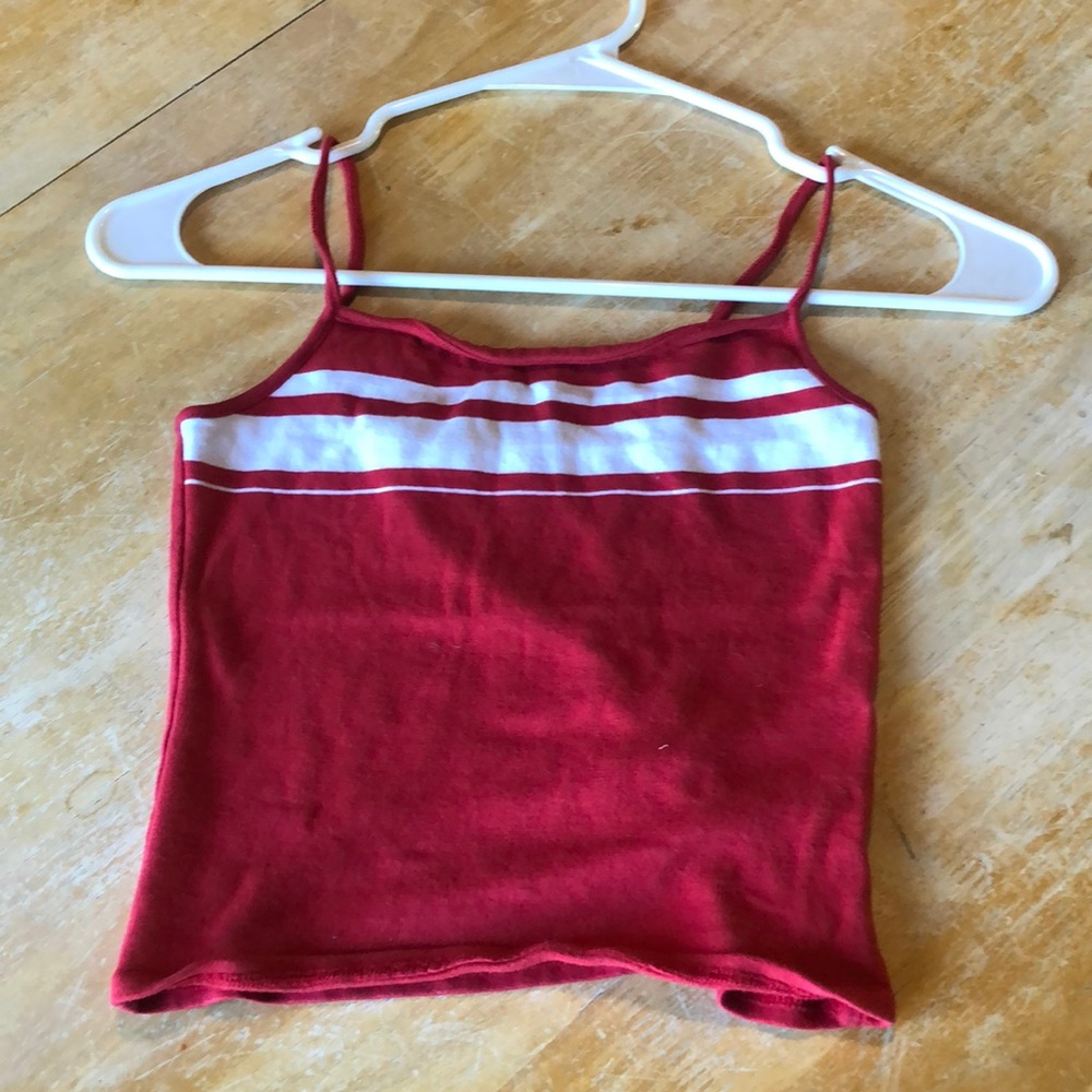 Red Cropped Spaghetti Strap Tank